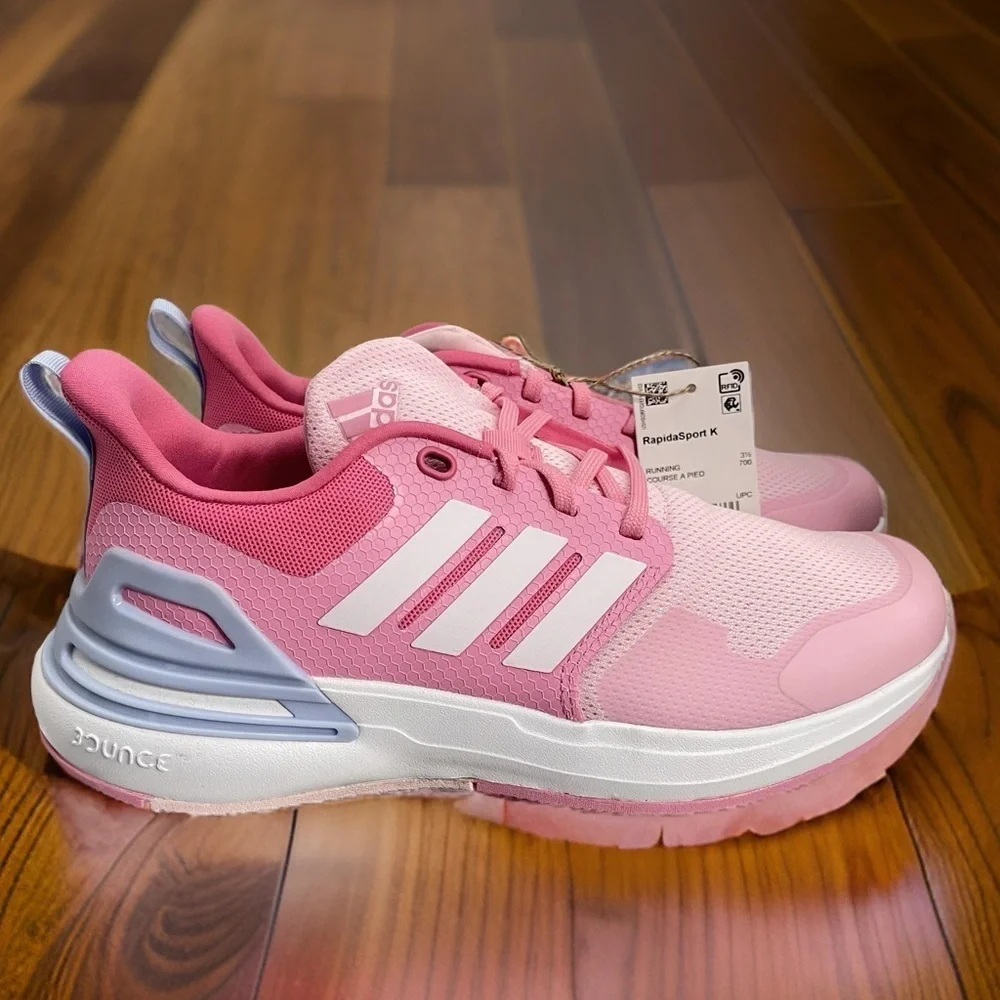 Adidas New Kid Pink Rapida Sport Sneakers Size 4 - Picture 4 of 9